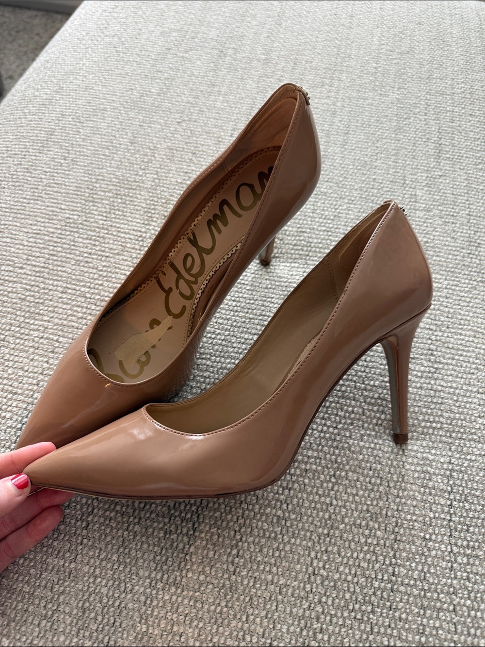 Sam Edelman Nude Patent Pointed-Toe Stiletto Pumps